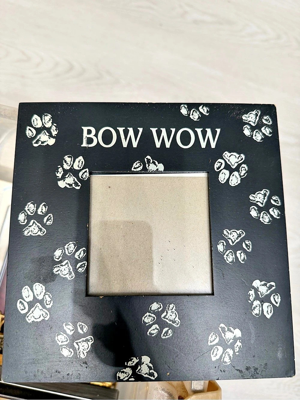 Bow Wow Paw Print Picture Frame Black & White